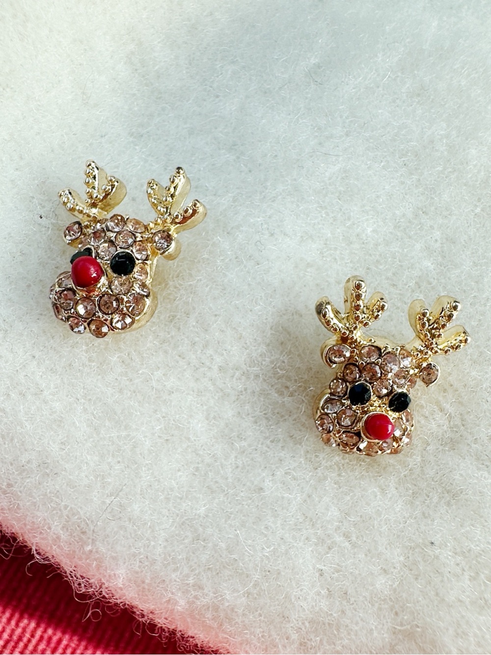 Holiday Gold-Tone Red Nose Reindeer Mini Stud Earrings - Holiday Women Jewelry